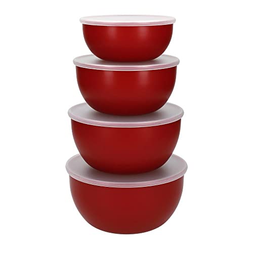 KitchenAid - Salatschüsseln aus Kunststoff mit Deckel, rot, 4er Set 355, 591, 828 und 1065 Millilitern im Sale
