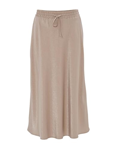 OPUS Damen Midirock | Satinrock RAWI A-Linie aus glänzendem Viskose Mix warm Taupe, 38 im Sale