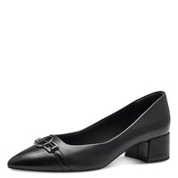 Thumbnail for Tamaris women's pumps with comfortable block heel, black leather, on sale