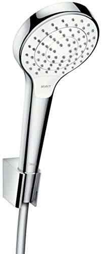 hansgrohe Croma Select Duschkopf inkl. Duschkopfhalter, 3 Strahlarten, Weiß/Chrom im Sale