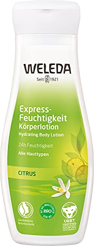 WELEDA Bio Citrus Express Bodylotion - Naturkosmetik Körperpflege Lotion mit Aloe Vera Gel & Kokosöl spendet bis zu 24h Feuchtigkeit. Natürliche Körperlotion zur Pflege aller Hauttypen (vegan, 200ml) im Sale