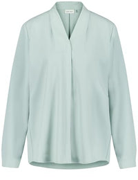 Thumbnail for Gerry Weber Damen Fließende Bluse mit dekorativen Falten Langarm, mit Schlitz, Manschetten unifarben Mint 36 im Sale