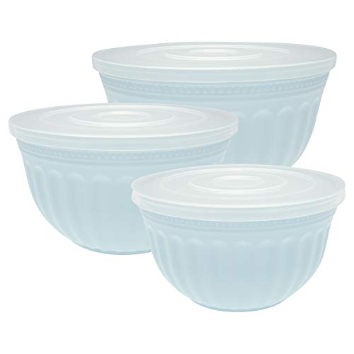 GreenGate Bowl with Lid Alice Pale Blue Set of 3