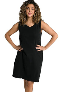 Thumbnail for Ulla Popken Damen, Wellenkanten, A-Linie, Feinripp, Biobaumwolle Kleid, schwarz, 46-48 im Sale