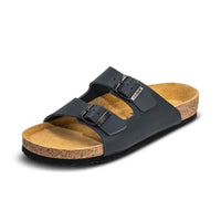 Thumbnail for VITAFORM Pantoletten für Herren I extra breiter Schuh I Sommer Sandalen mit Kork-Fußbett I Hausschuhe mit Riemen I Arbeitsschuhe für Pflegepersonal und Pflege I gelenkschonende Schuhe blau 46 im Sale