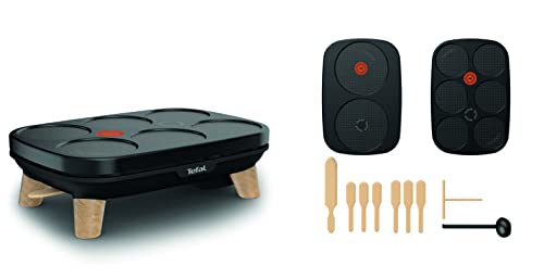 Tefal PY900812 Téfal crêpière Deux plaques amovibles antiadhésives Température règlable Multi Usage, galettes, Pancakes Gourmet Crêpes-Pfanne, Kunststoff, Schwarz im Sale