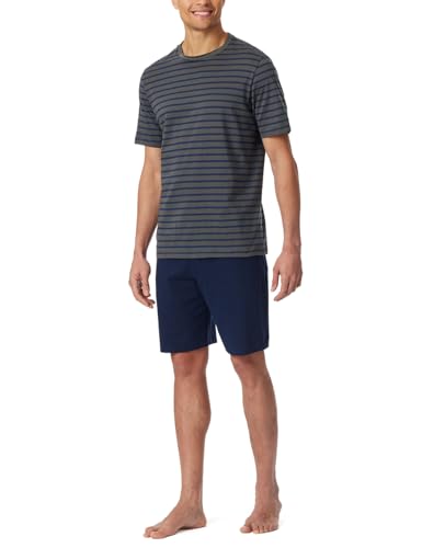Schiesser Herren Schlafanzug kurz Rundhals-Nightwear Set Pyjamaset, anthrazit_182198, 54 im Sale