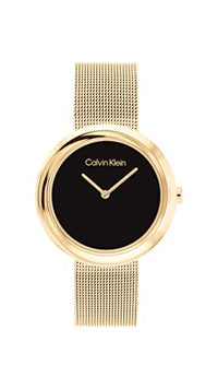 Thumbnail for Calvin Klein analog quartz watch for women with yellow gold-tone stainless steel mesh link bracelet - 25200012 on sale