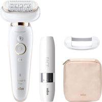 Thumbnail for Braun Silk-épil 9 Flex, women's epilator / hair remover with flexible head, including facial epilator, cordless epilation, wide head with tweezers, gift for women, 9-005, white/gold on sale