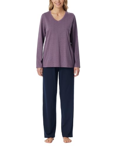 Schiesser Damen Schlafanzug Lang Baumwolle-Nightwear Pyjamaset, Malve_181986, 40 im Sale