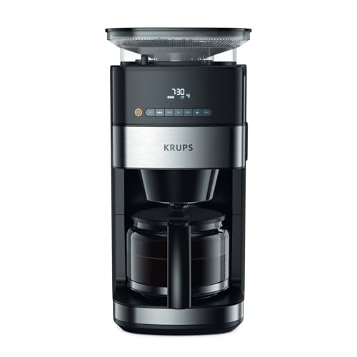 Krups KM8328 Grind Aroma Kaffeemaschine mit Mahlwerk | 24-Stunden-Timer | 180 g Bohnenbehälter | 1,25 Fassungsvermögen für bis zu 15 Tassen Kaffee | Auto-Off-Funktion | 3 Mahlgrade | Schwarz im Sale