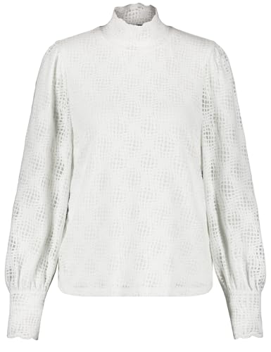 Taifun Damen Blusenshirt mit semitransparentem Dessin Langarm, Puffärmel, Ärmelbündchen unifarben Offwhite 40 im Sale