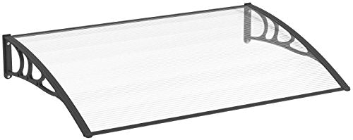 Schulte Vordach Emma, 120x80 cm, Polycarbonat Hohlkammerplatte klar, Kunststoff Wandhalterungen Schwarz, Pultbogenvordach Überdachung Haustürvordach, EP1228-30-31 im Sale
