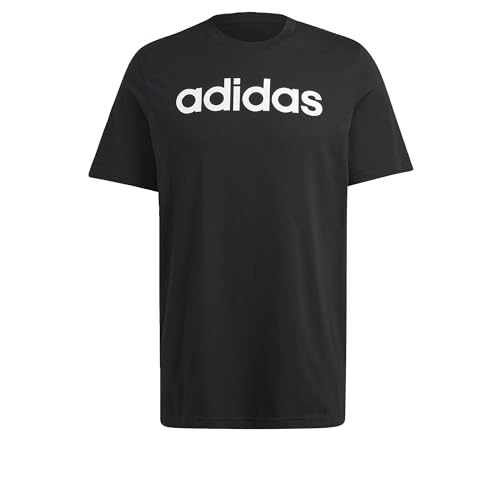 adidas Herren Essentials Single Jersey Linear Embroidered Logo Tee, Black, im Sale