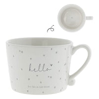 Thumbnail for BC Tasse mit Henkel hello live life in full bloom Keramik weiß grau Keramikgeschirr Küche gedeckter Tisch BC Cup im Sale