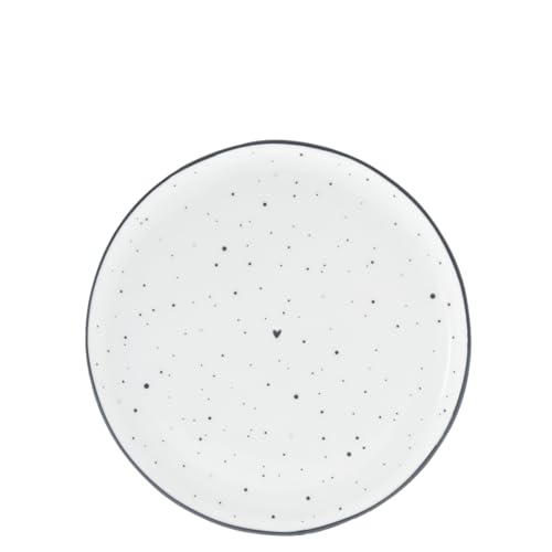 Bastion Collections Dessertteller Little Dots Keramik weiß schwarz D19cm RJ/DE 026 BL Keramikgeschirr gedeckter Tisch im Sale