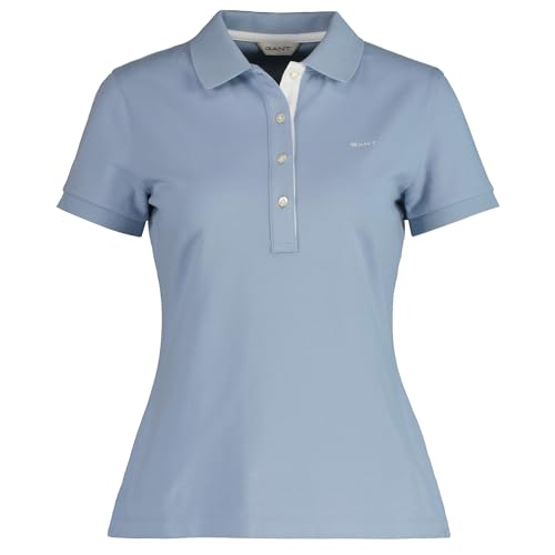 Gant Damen Contrast Collar SS Pique Polo, Dove Blue, Small im Sale