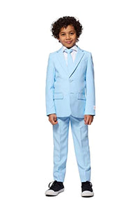 Thumbnail for OppoSuits Cool Blue Einfarbiger Anzug für Jungen - Abschlussball- und Hochzeitsfeier-Outfit - einschließlich Blazer, Hose und Krawatte - Blau