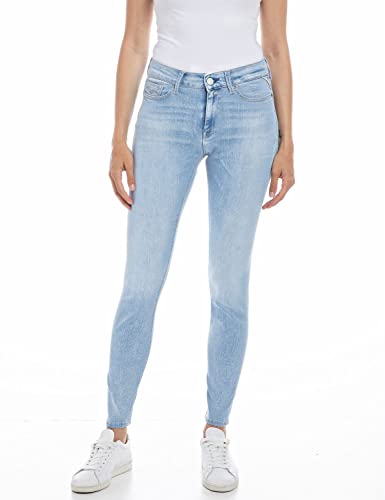 Replay Damen Jeans Luzien Skinny-Fit mit Comfort Stretch, Light Blue 010 (Blau), 27W / 30 im Sale