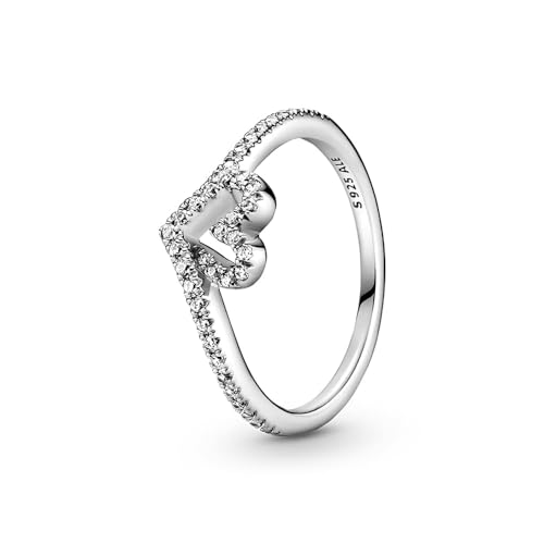 PANDORA Wish Funkelnder Wishbone Herz Ring aus Sterling Silber/Ringgröße 54 im Sale