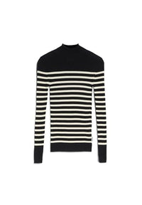 Thumbnail for ARMEDANGELS Damen Pullover Slim Fit aus Bio-Baumwolle ALAANIA Placed Stripes Fitted Black-Oatmilk im Sale