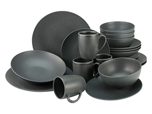 CreaTable, 23146, SOFT TOUCH BLACK series, 20-piece dinnerware set, stoneware combination service, dishwasher and microwave safe, Made in Portugal on sale