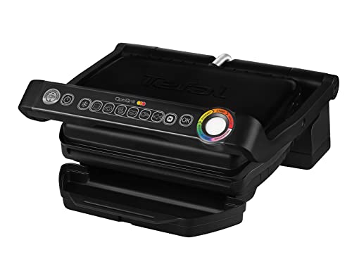 Tefal OptiGrill Kontaktgrill, 6 Programme, Garstufenanzeige, Abnehmbare Platten, Manueller Modus, Elektrogrill, Edelstahl, GC705D16 im Sale