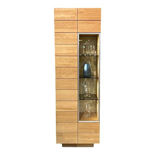 Vitrine V-Montanara NVH64H Wildeiche Geölt Colorglas Optiwhite Mit Glasrückwand ... im Sale