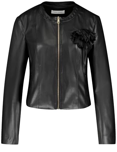 Gerry Weber Damen Beschichtete Blazerjacke mit Blumendetail Langarm unifarben Schwarz 36 im Sale