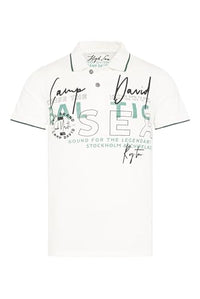 Thumbnail for Camp David Herren Poloshirt aus Pikee mit Rubber Print Ivory im Sale