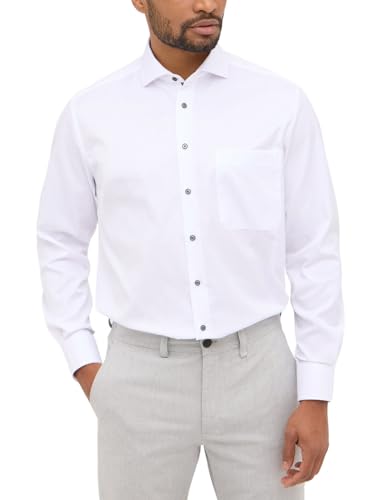 ETERNA Comfort Fit Cover Hemd Langarm Haifischkragen blickdichter Twill weiß im Sale