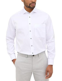 Thumbnail for ETERNA Comfort Fit Cover Hemd Langarm Haifischkragen blickdichter Twill weiß im Sale