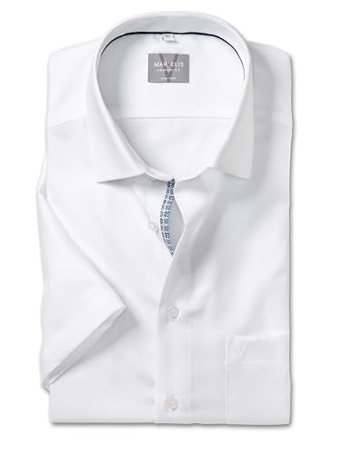 Marvelis Herren Oberhemd Kurzarm Non-Iron-Comfort-Fit,Einfarbig,13 New Kent,Weiss 00,42 im Sale