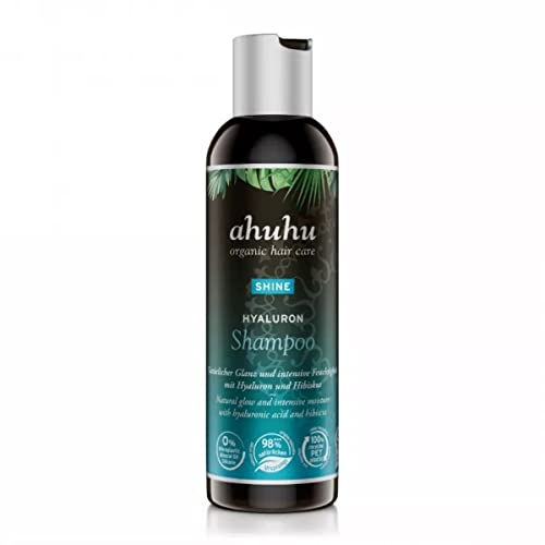 ahuhu SHINE Hyaluron Shampoo (200 ml) – mild care shampoo for radiant shine with hyaluronic acid &amp; hibiscus extract, without drying out the hair, smoothes hair surface, vegan hair care