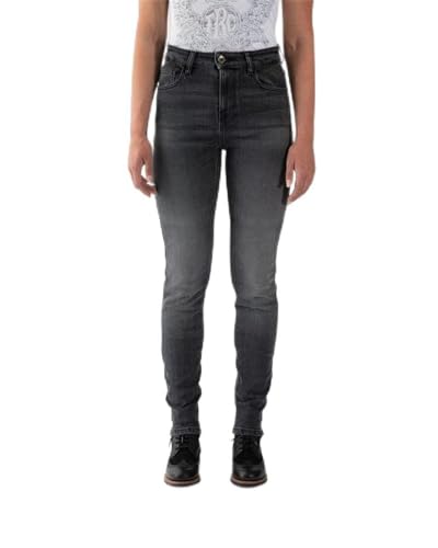 Rokker Tech High Waist Damen Motorrad Jeans (Charcoal,31) im Sale