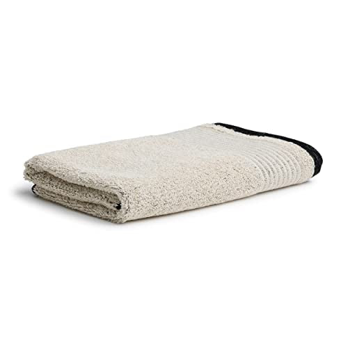möve Eden Handtuch Biesenbordüre 50 x 100 cm aus 80 % Baumwolle / 20 % Leinen, nature / black im Sale