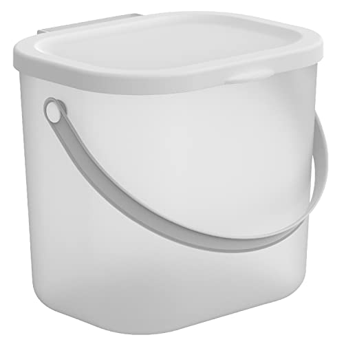 Rotho Albula storage container with lid 6L detergent box storage system storage box with handle made of recycled plastic storage BPA-free (transparent/matt white) on sale