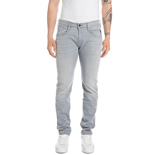 Replay Herren Jeans Anbass Slim-Fit X-Lite, Light Grey 095 (Grau), 34W / 32 im Sale