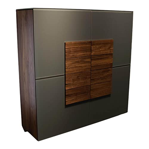 Highboard V-Montanara Wildnuss Geölt Glas Montegrau im Sale
