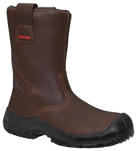 ELTEN Sicherheitsschuhe Rigger Boot ESD S3S CI, Damen und Herren, Leder, Stahlkappe, leicht, robust Braun43 im Sale