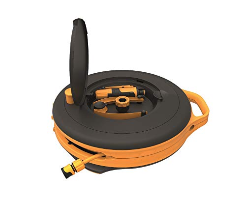 Fiskars Waterwheel , All-Inclusive-Bewässerungs-Set, 25 m Gesamtreichweite, Autom. Einziehen, Gartenschlauch in Universalgröße (Ø 13 mm), Universal-Hahnverbinder, Schwarz/Orange, X-Series, 1067549 im Sale