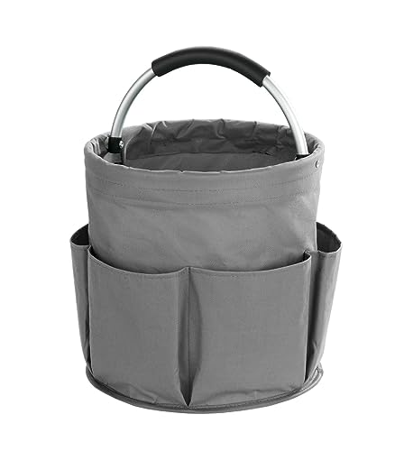 WENKO Universal Reinigungs-Caddy, Faltbarer Organizer für Haus und Garten mit 6 Fächern für Geräte, Werkzeug, Putzutensilien, Ø 28 x 26,5 cm, Anthrazit im Sale