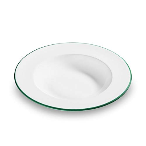GMUNDNER KERAMIK Soup plate Gourmet Diameter: 24 cm Green rim Tableware, handmade in Austria on sale