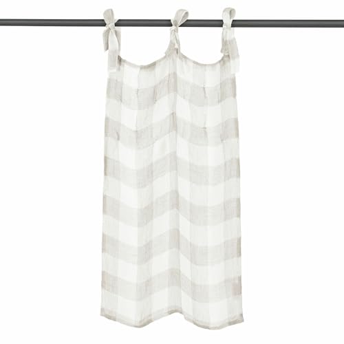 Loberon Scheibengardine Gimeux, lichtdurchlässige Webstruktur, dezentes Karomuster, mit Bindebändern aufzuhängen, Sichtschutz, Fensterdekoration, Leinen, beige/Creme im Sale