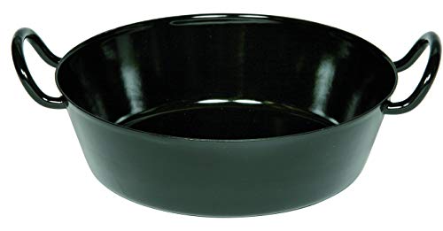 Riess, 0384-022, Schnitzelpfanne 34, CLASSIC - SCHWARZEMAILLE, Durchmesser 34 cm, Höhe mit Henkeln 13.1cm, Inhalt 3,7 Liter, Emaille, Schwarz, Deckel optional erhältlich, Induktion im Sale