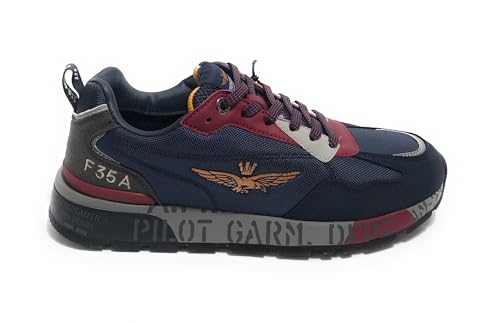 Sneaker Aeronautica Militare ecosuede/ nylon blu/ rosso U25AR02 242SC276CT3380 44 im Sale