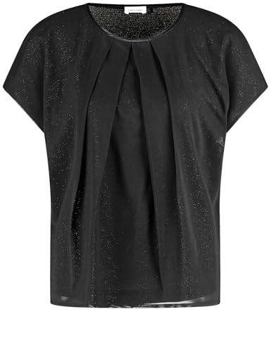 Gerry Weber Damen Blusenshirt mit schimmerndem Overlayer Kurzarm, überschnittene Schultern unifarben Schwarz 36 im Sale