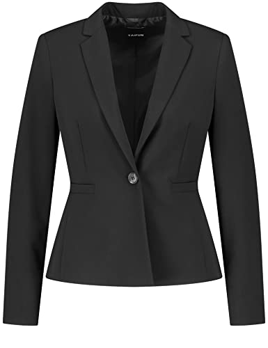 Taifun Damen Klassischer Blazer aus knitterarmer Qualität Langarm, mit Schlitz unifarben Navy 44 im Sale