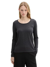 Thumbnail for TOM TAILOR Women's 1042964 Basic Crew Neck Sweater, 30281-Evident Anthracite Melange, on Sale