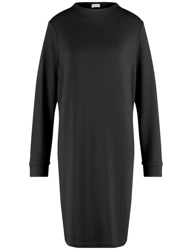 Gerry Weber Damen Jerseykleid mit Struktur Ärmelbündchen, Langarm unifarben knieumspielend Schwarz 40 im Sale